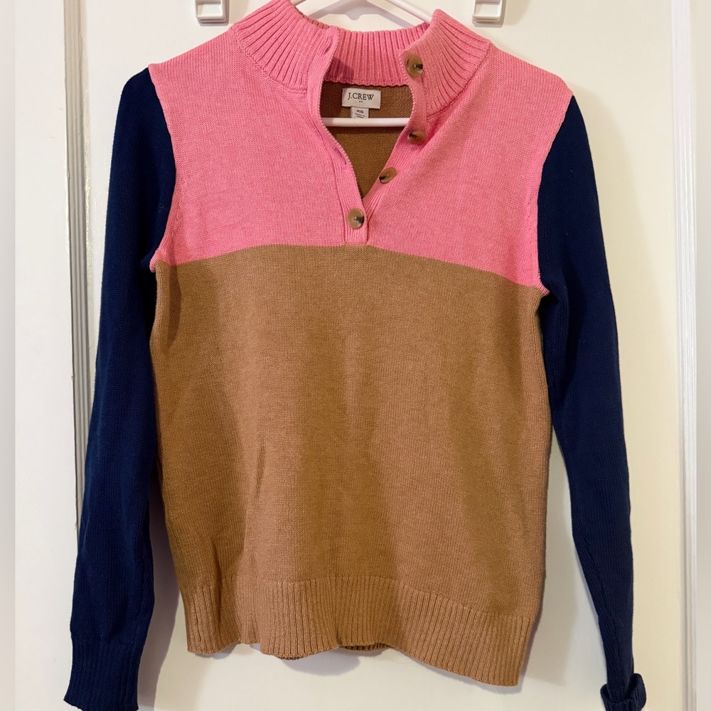 J. Crew Factory Colorblock Sweater in Pink, Tan, and Navy